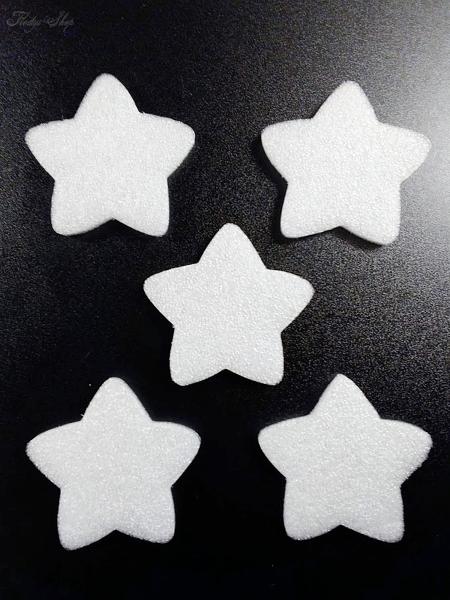 5 weiße Schaumstoff Sterne